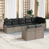 8 Piece Garden Sofa Set with Cushions Grey Poly Rattan