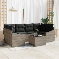 7 Piece Garden Sofa Set with Cushions Grey Poly Rattan