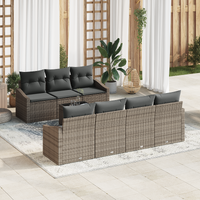8 Piece Garden Sofa Set with Cushions Grey Poly Rattan