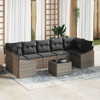 8 Piece Garden Sofa Set with Cushions Grey Poly Rattan