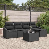 6 Piece Garden Sofa Set with Cushions Beige Poly Rattan