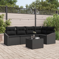 6 Piece Garden Sofa Set with Cushions Beige Poly Rattan