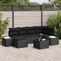 7 Piece Garden Sofa Set with Cushions Beige Poly Rattan