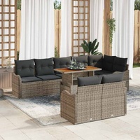 Garden Sofa Set with Cushion Manual 9 pcs Grey