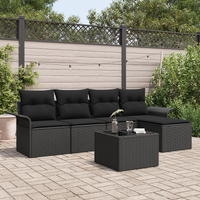 6 Piece Garden Sofa Set with Cushions Beige Poly Rattan