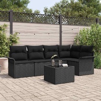 6 Piece Garden Sofa Set with Cushions Beige Poly Rattan
