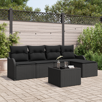 6 Piece Garden Sofa Set with Cushions Beige Poly Rattan
