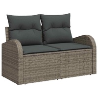 6 Piece Garden Sofa Set with Cushions Grey Poly Rattan