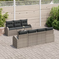 8 Piece Garden Sofa Set with Cushions Grey Poly Rattan