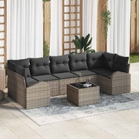 8 Piece Garden Sofa Set with Cushions Grey Poly Rattan