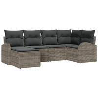 6 Piece Garden Sofa Set with Cushions Grey Poly Rattan