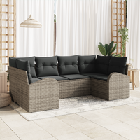 6 Piece Garden Sofa Set with Cushions Grey Poly Rattan