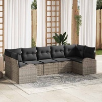 7 Piece Garden Sofa Set with Cushions Grey Poly Rattan