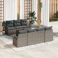 8 Piece Garden Sofa Set with Cushions Grey Poly Rattan
