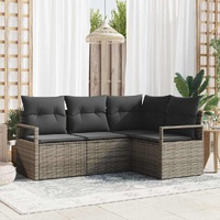 Sofa Set with Cushion with Storage 4 pcs Grey Poly Rattan