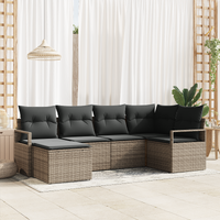 6 Piece Garden Sofa Set with Cushions Grey Poly Rattan