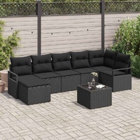 8 Piece Garden Sofa Set with Cushions Beige Poly Rattan