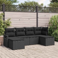 Sofa Set with Cushion with Storage 6 pcs Black Poly Rattan