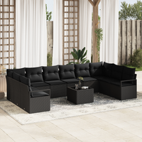 11 Piece Garden Sofa Set with Cushions Beige Poly Rattan