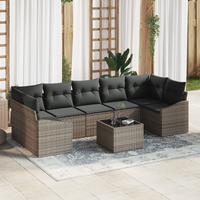 8 Piece Garden Sofa Set with Cushions Grey Poly Rattan