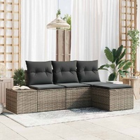 4 Piece Garden Sofa Set with Cushions Grey Poly Rattan