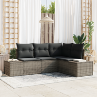 4 Piece Garden Sofa Set with Cushions Grey Poly Rattan