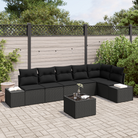 7 Piece Garden Sofa Set with Cushions Beige Poly Rattan