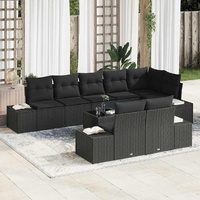 9 Piece Garden Sofa Set with Cushions Beige Poly Rattan