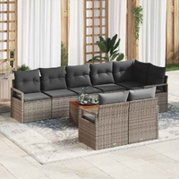 Garden Sofa Set Set of 5 Grey Wicker Large Adjustable Feet