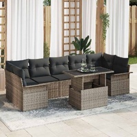 8 Piece Garden Sofa Set with Cushions Grey Poly Rattan