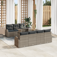 8 Piece Garden Sofa Set with Cushions Grey Poly Rattan