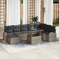 9 Piece Garden Sofa Set with Cushions Grey Poly Rattan
