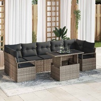 8 Piece Garden Sofa Set with Cushions Grey Poly Rattan