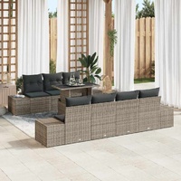 8 Piece Garden Sofa Set with Cushions Grey Poly Rattan