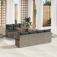 8 Piece Garden Sofa Set with Cushions Grey Poly Rattan
