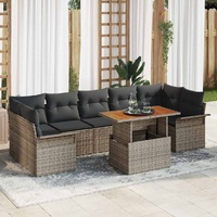 8 Piece Garden Sofa Set with Cushions Grey Poly Rattan