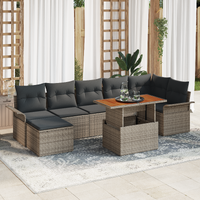 8 Piece Garden Sofa Set with Cushions Grey Poly Rattan