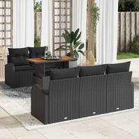 6 Piece Garden Sofa Set with Cushions Black Poly Rattan
