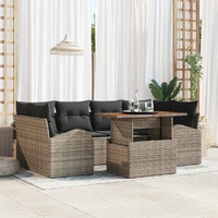 7 Piece Garden Sofa Set with Cushions Grey Poly Rattan