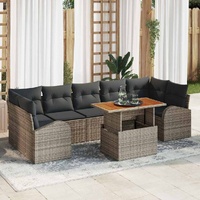 8 Piece Garden Sofa Set with Cushions Grey Poly Rattan