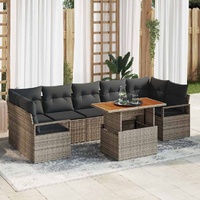 8 Piece Garden Sofa Set with Cushions Grey Poly Rattan