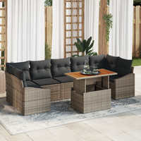 8 Piece Garden Sofa Set with Cushions Grey Poly Rattan