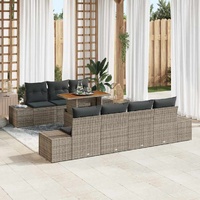 8 Piece Garden Sofa Set with Cushions Grey Poly Rattan