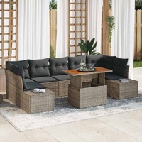 8 Piece Garden Sofa Set with Cushions Grey Poly Rattan
