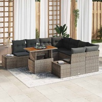 9 Piece Garden Sofa Set with Cushions Grey Poly Rattan