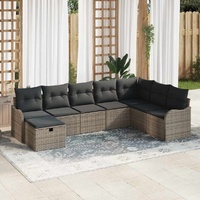 8 Piece Garden Sofa Set with Cushions Grey Poly Rattan