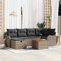 7 Piece Garden Sofa Set with Cushions Grey Poly Rattan