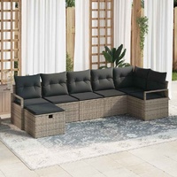 Sofa Set with Cushion 5 pcs Poly Rattan
