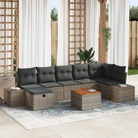 8 Piece Garden Sofa Set with Cushions Grey Poly Rattan