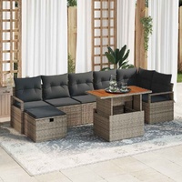 8 Piece Garden Sofa Set with Cushions Grey Poly Rattan